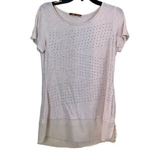 Belldini Studded Sheer Distressed Bottom Top Size Small